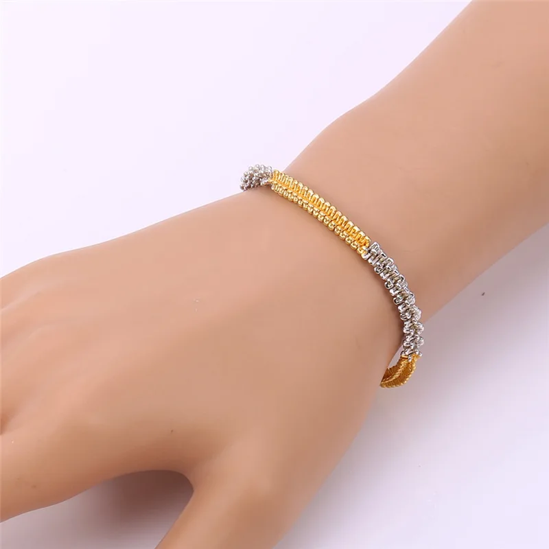 Kpop двухцветные браслеты с цепочкой для мужчин желтого золота новые и подарок H243 |