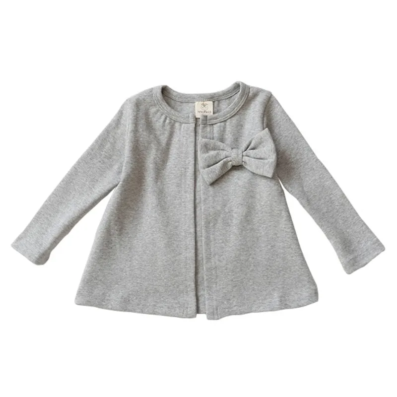 Spring Autumn Children's Clothing Girls In The Shuttle Pattern Knitted Leisure Bow Cardigan Baby Casual Round Neck | Детская одежда
