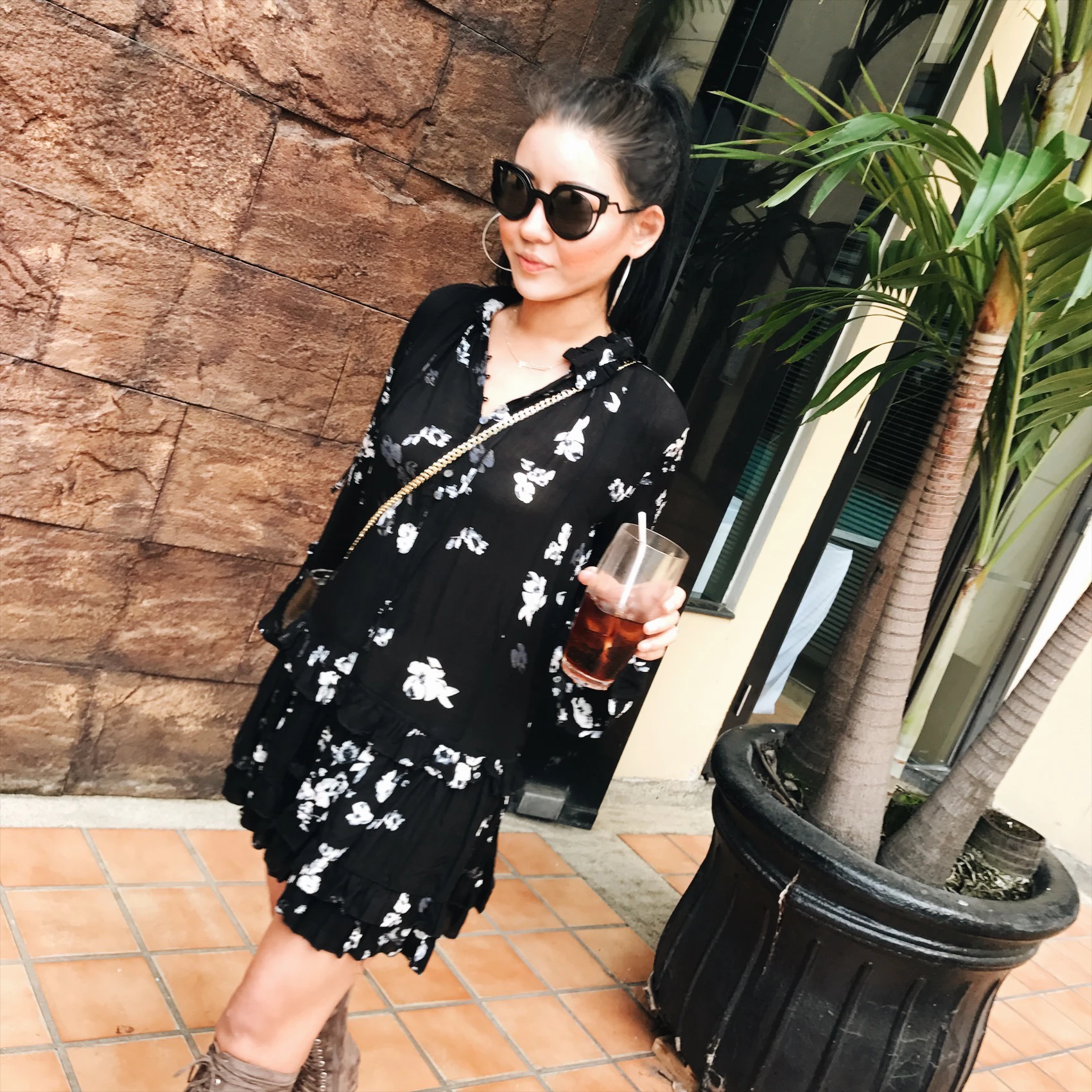 Женское платье в богемном стиле свободное Хлопковое с длинными рукавами и