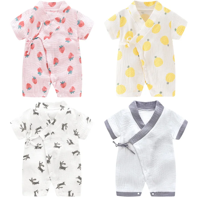 Летние детские комбинезоны с коротким рукавом для новорожденного мальчика и