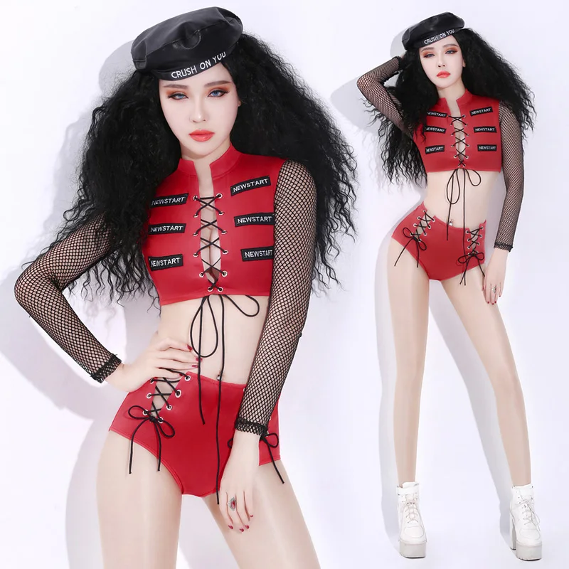 Красный рейв-одежда Женский Dj костюм женский сексуальный Roupa Feminina сценическая