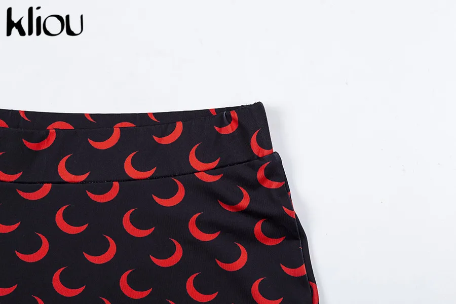 Kliou women skinny shorts elastic high waist fitness short print trousers summer female casual fashion street short pants
