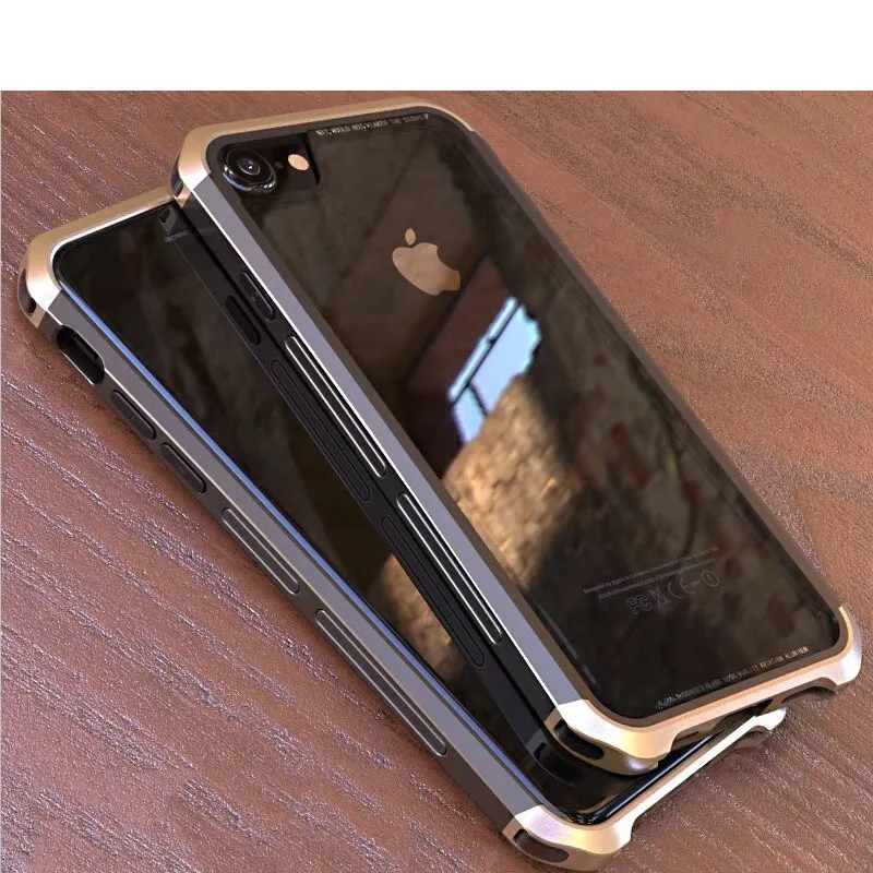 Чехол для IPhone X, 6, 6 S, 7, 8 Plus, роскошный чехол Luphie, алюминиевая металлическая рамка+ 9H стеклянная задняя крышка для iPhone8 IP731 - Цвет: Black Gold