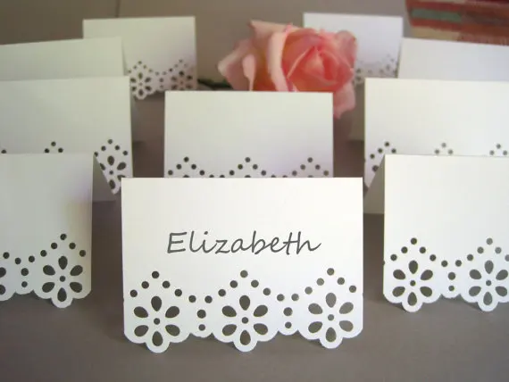 

Blank Eyelet Flower /Tent Placecards, Escort Card/wedding party place table card