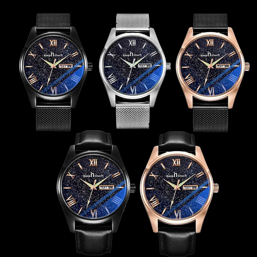 KEEP In Touch роскошные мужские часы s с датой спортивные военные кожаный ремешок для