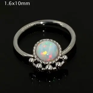 Showlove-1pcs нержавеющая Опал Камень перегородка нос кольцо опал мяч закрытие ниппель ТРУГ брови пирсинг серьги ювелирные изделия для тела - Окраска металла: 1.6x10mm
