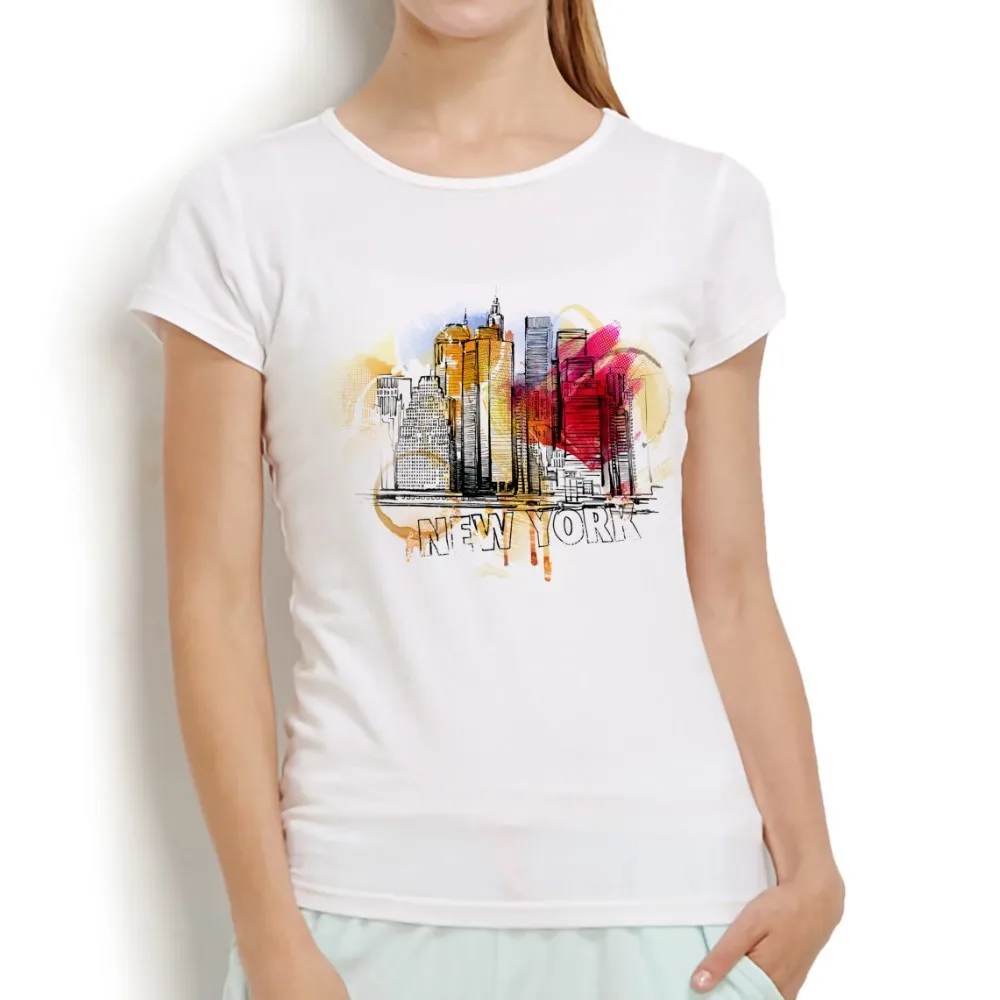 Женская футболка с коротким рукавом круглым вырезом и принтом Нью Йорк|tshirt women|t