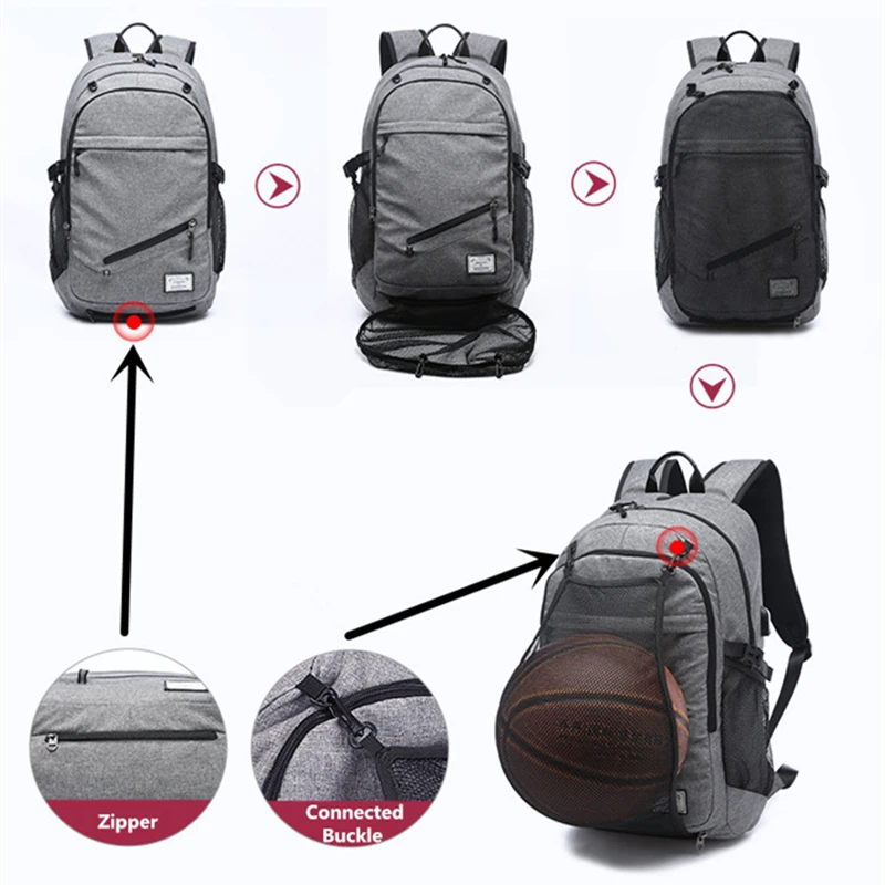 Сумка может держать шары функциональный рюкзак для ноутбука зарядка через USB