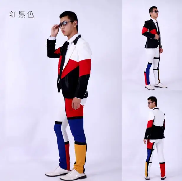 Новинка 2021 популярная мужская одежда черно красные строченные тонкие костюмы