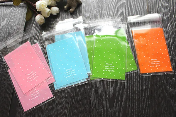 500 шт./лот свежий розовый/синий/оранжевый/зеленый пластиковый пакет для пищевых