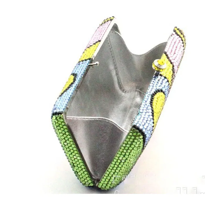 

Luxury Multicolored Heart Shape Full Diamonds Clutch Evening Bags For Women 2018 Handbags Fashion Crystals Ladies Party Purse