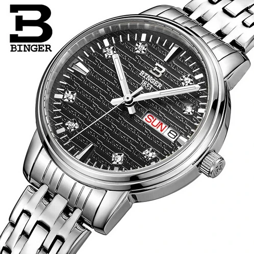 Швейцария Binger бренд роскошные часы женские новые модные Сталь кварцевые