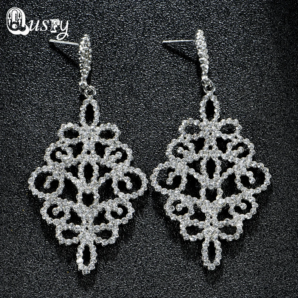 Длинные серьги Для женщин Кристаллические Серьги Свадебные золотой цвет люстра