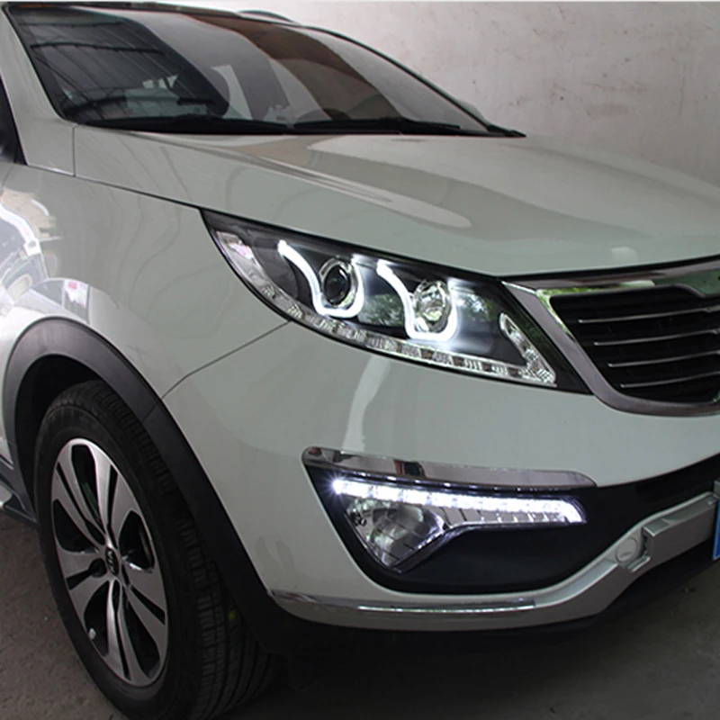 Передняя лампа для KIA Sportage R светодиодный фары 2011 2012 2013 двойной U фары светодиодный проектор