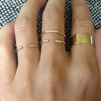 simple minimal jewelry design open adjust gold color cz women girl finger simple delicate ring cheap
