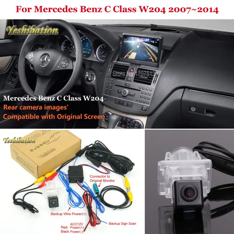Yeshibation камера заднего вида для Mercedes Benz C Class W204 2007~ RCA и экран совместимая камера заднего вида
