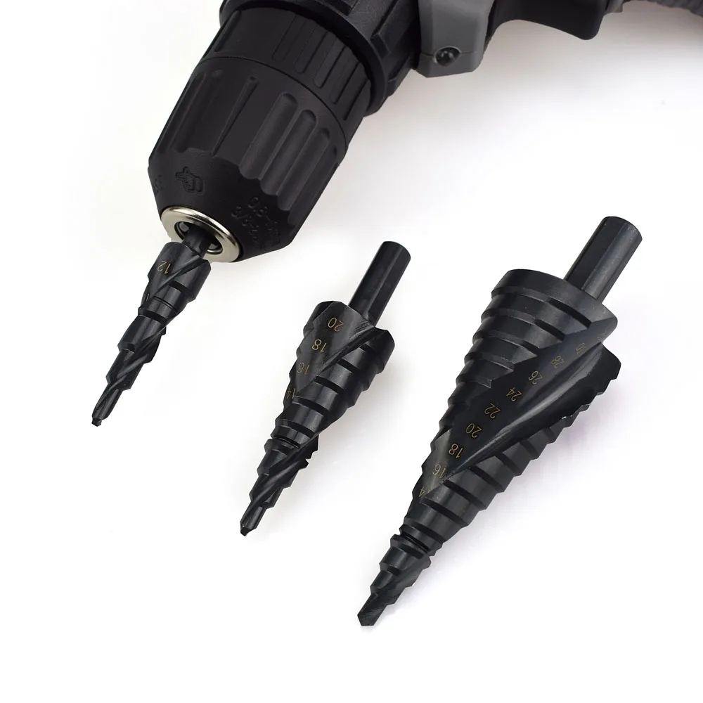 3 PCS Quick Change HSS Drill Bits Nitriding Spiral Groove Perforation Ladder Step Cobalt Drills Hole Cutter 4 32mm|Сверла| |