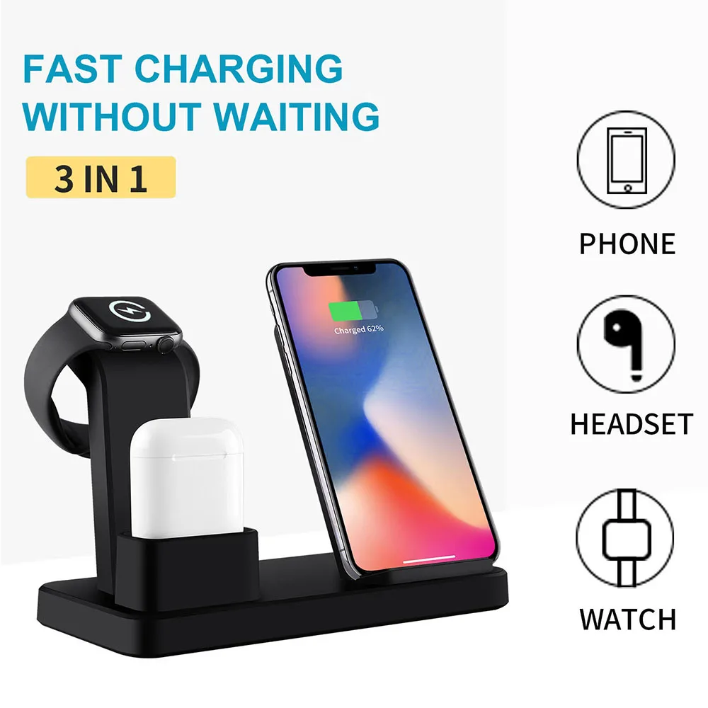 FDGAO 3 в 1 QI Беспроводная зарядная подставка для iPhone 11 X XS MAX XR 8 10 Вт быстрая зарядная док-станция для Apple Watch 5 4 3 AirPods