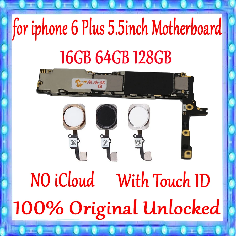 

With/No Touch ID For iPhone 6 Plus 5.5 inch Motherboard 100% Original Unlocked for iphone 6 Plus Mainboard with Full Chips