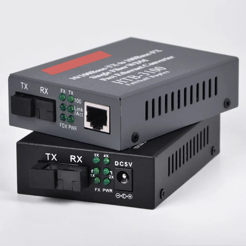 1 Пара 10/100Мбит/с Одномодовый SC Быстрый медиа-конвертер Ethernet + 10/100М Оптический конвертер 4 порта RJ45 на 1 волокно.