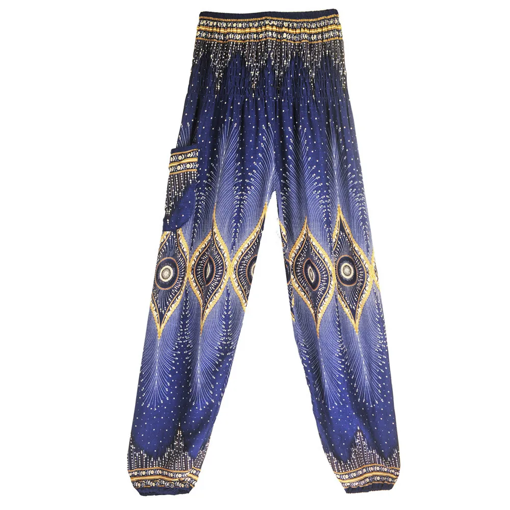 Мужские Женские тайские шаровары, Boho Festival Hippy Smock, высокая талия, штаны для йоги, леггинсы, спортивные женские, для фитнеса
