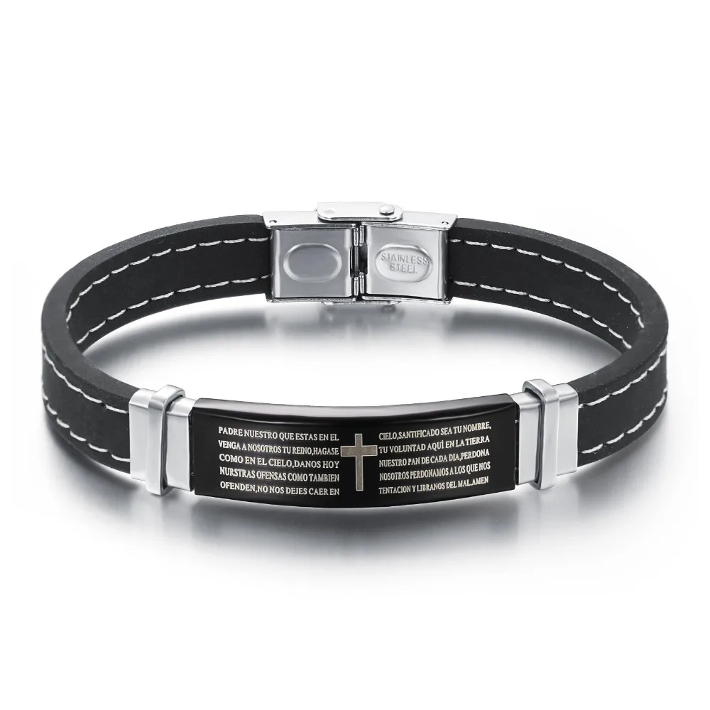 OPK МОДНЫЕ черные силиконовые мужские браслеты винтажные Религиозные Иисус