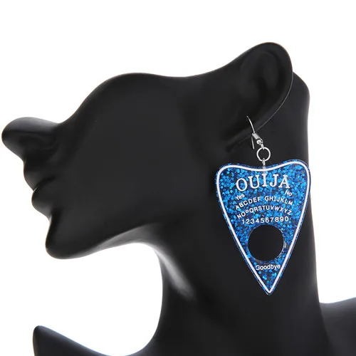 glitter navy blue 1 пара, женские серьги-капли, многоцветная смола, Ouija planchette, амулеты, полимерная серьга для подарка на день рождения, детские женские ювелирные изделия - Окраска металла: glitter navy blue