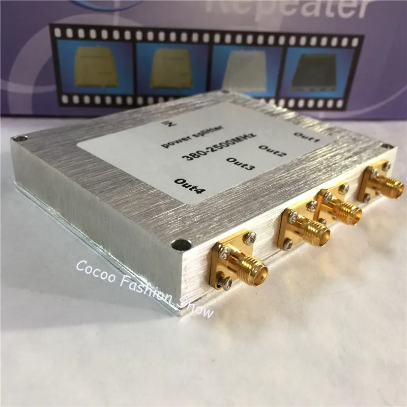 ZQTMAX 380 ~ 2500 МГц 4-сторонний SMA разделитель/сплиттер питания на мобильный телефон