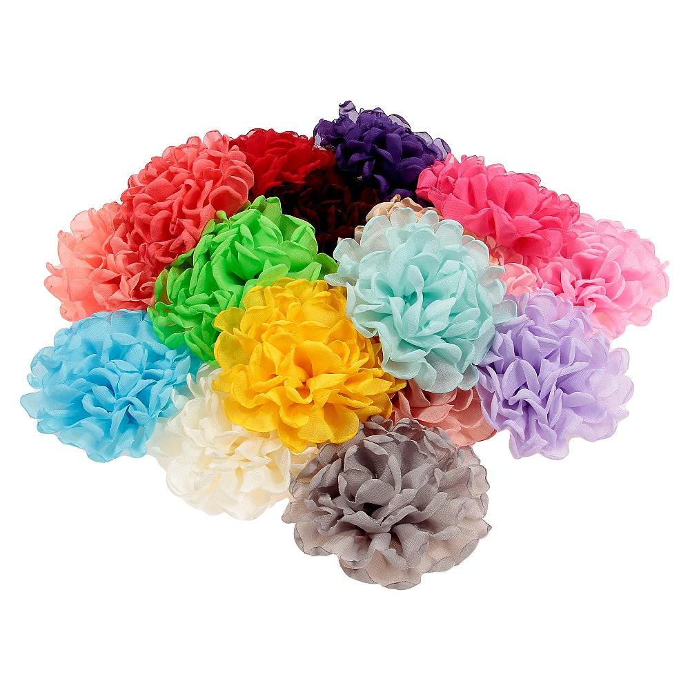 

10pcs/lot 4.4" Chiffon Fabric Flower Blossom Hair Accessoreis Wedding Decoration Burning Flower Boutique DIY Headwear Accessory