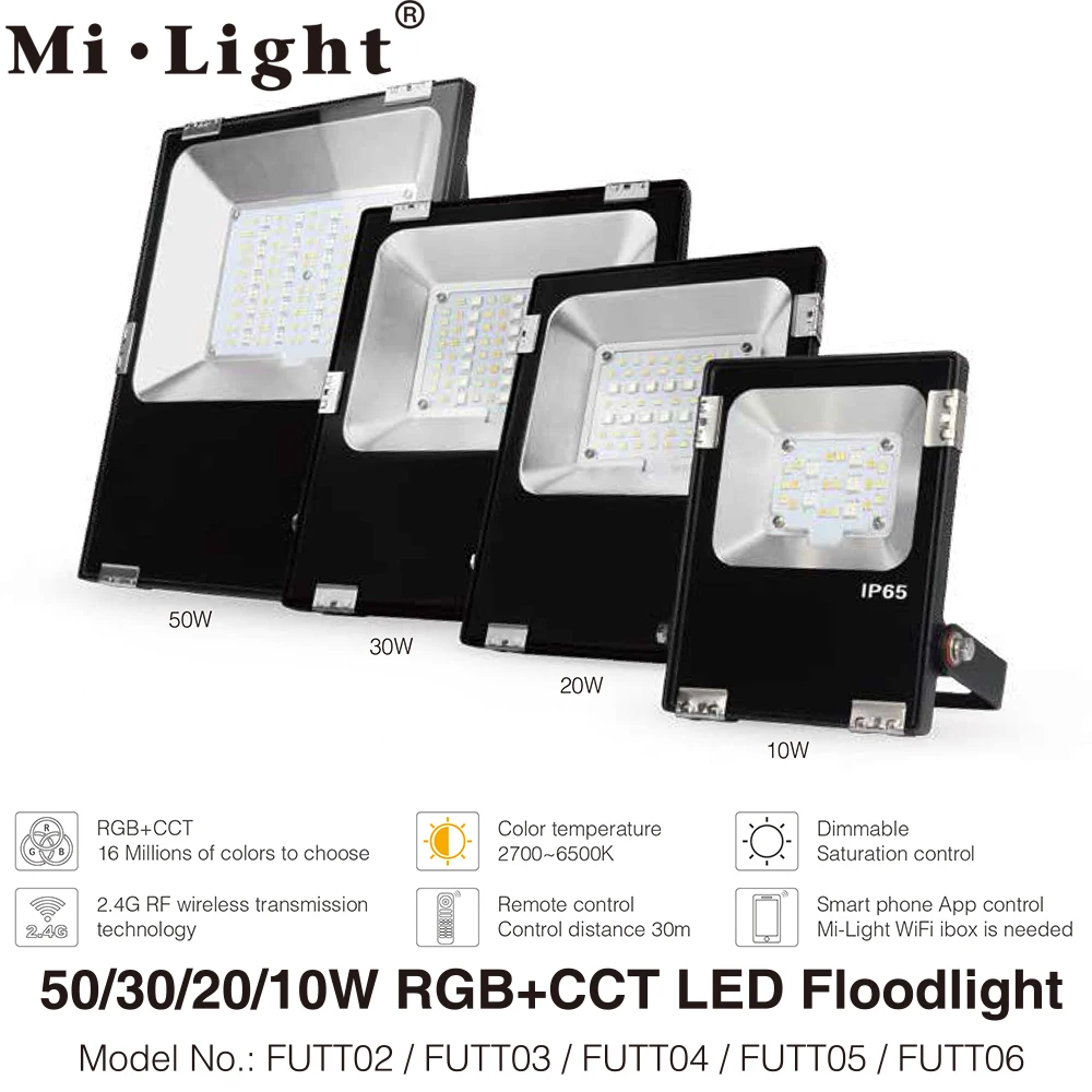 Светодиодный прожектор Milight RGB + CCT 10 Вт 20 30 50 100 фонарь с дистанционным управлением
