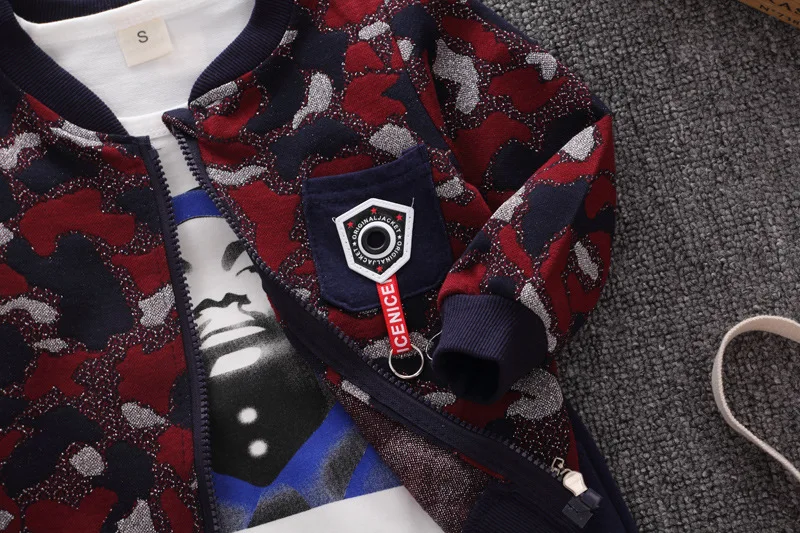 BibiCola 2018 spring and autumn new baby casual cardigan jacket set children's fashion printing cotton sweater 3 sets | Детская