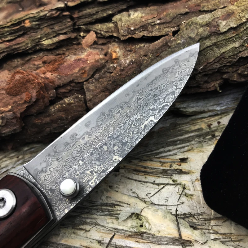 EDC VG10 дамасский нож с красной ручкой из сандалового дерева открытый мини брелок