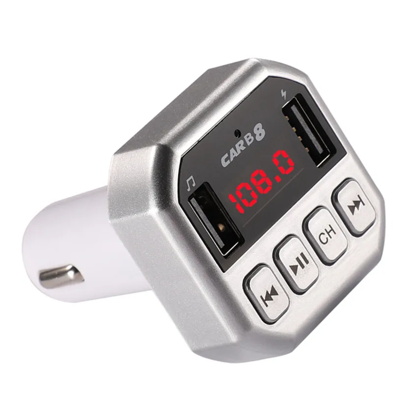 Автомобильный fm-передатчик, Bluetooth 4,2, стерео Mp3 плеер, u-диск, TF карта, цифровой вольтметр, двойной USB 3.1A, зарядное устройство для телефона - Название цвета: Silver