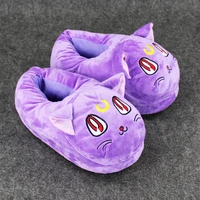 28cm high quality soft plush toys cartoon slipper purple luna cat slipper cartoon slipper warm indoor shoes