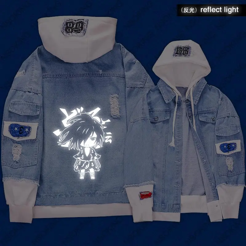New Dororo Hyakkimaru hoodie Anime reflect light Coat Men Women Fashion Denim Jacket | Мужская одежда