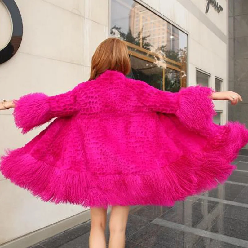 2018 осенне-зимнее пальто пэчворк из натурального монгольского овечьего меха и