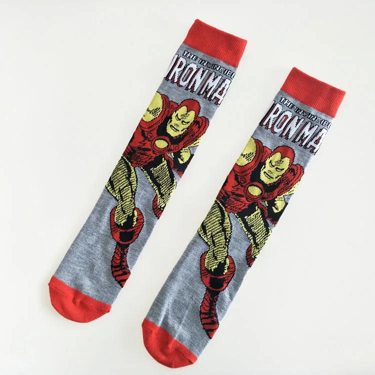 Тор Для мужчин Носки по мотивам Комикса Marvel с изображениями супергероев аниме рисунком Железный человек Капитан Америка "Халк", "соколиный глаз для мальчиков с рисунком «Человек Компрессионные носки для экипажа - Цвет: 2