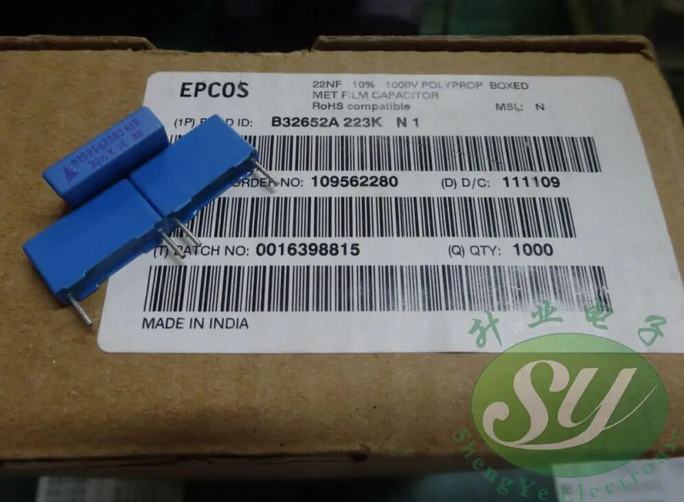 2019 горячая распродажа 20 шт/50 шт EPCOS 0 022 мкФ/1000v 22nf 223 Новый 15 мм пленочный