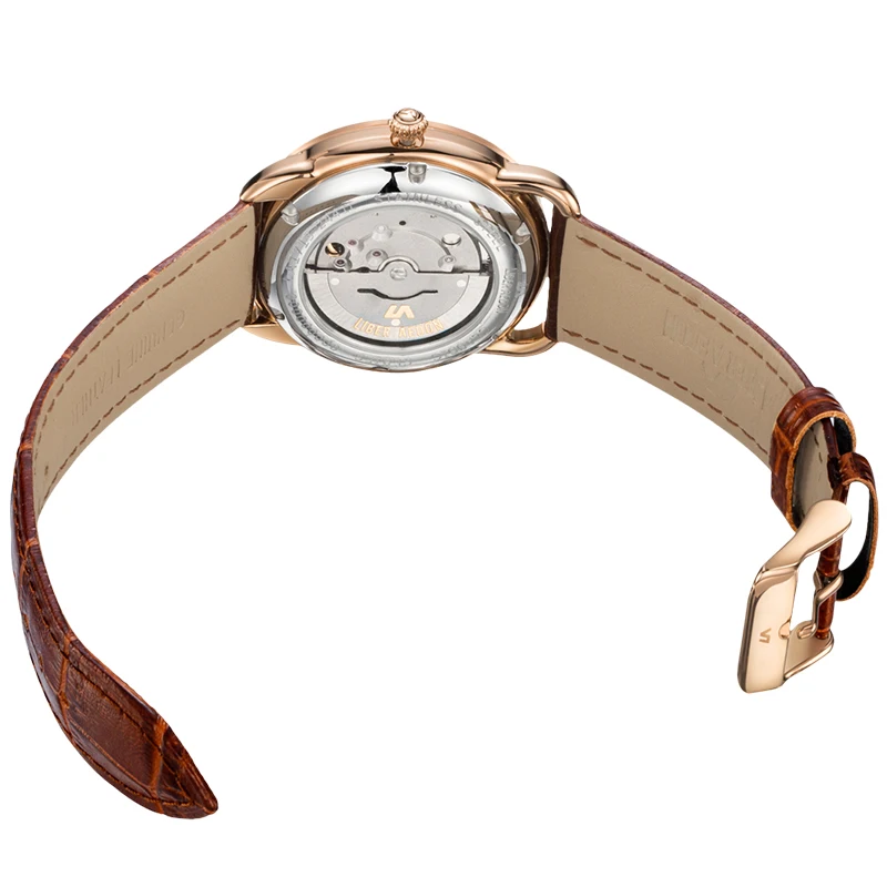 Либер aedon коричневый кожаный ремешок Лидирующий бренд Роскошные мужские часы Anique