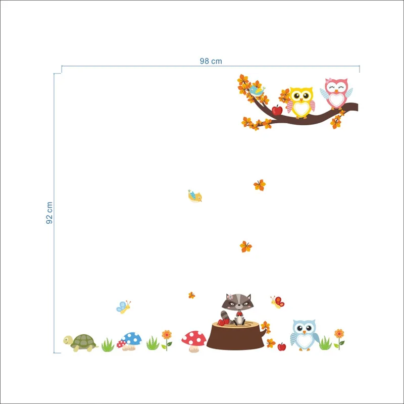 % Наклейки на стену с изображением леса ветки животных совы обезьяны медведя