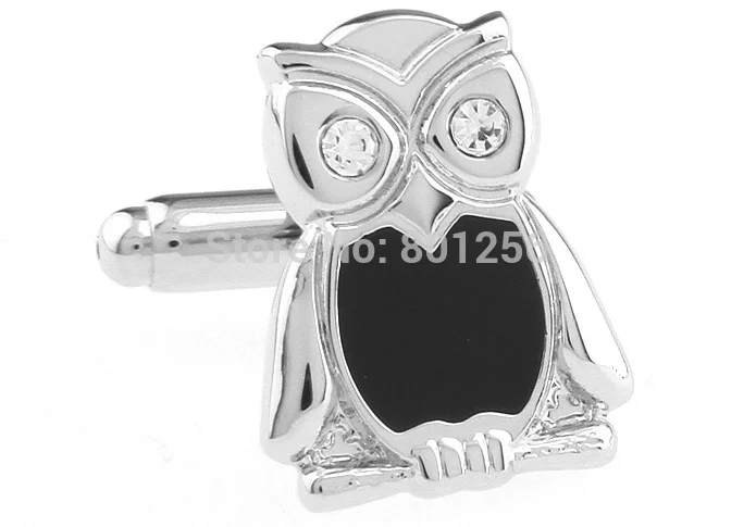 

Free shipping French Cufflinks black color owl design copper material men cufflinks whoelsale&retail