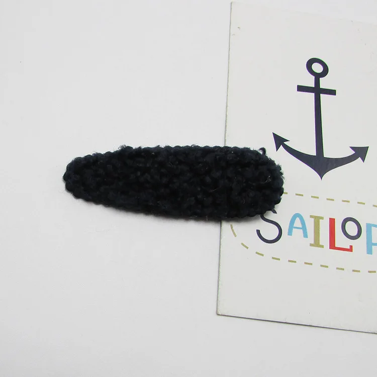 navy blue 40 шт./лот, 5,6x2 см, плюшевая бархатная заколка для волос с кроликом, мягкая аппликация, ручная работа, Детские аксессуары для волос - Цвет: navy blue