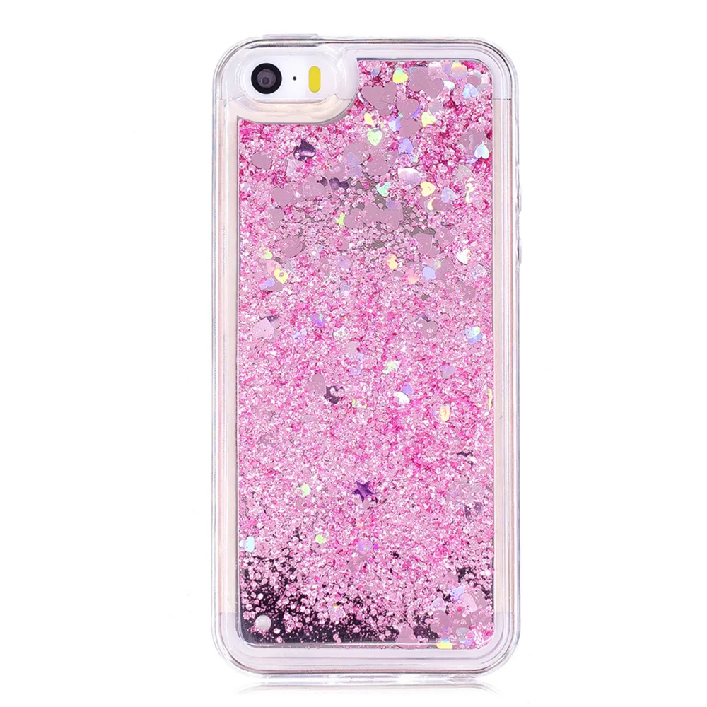 Крышка чехол для телефона iPhone5/5S/SE динамичный жидкий песок блеск зеркало Стиль