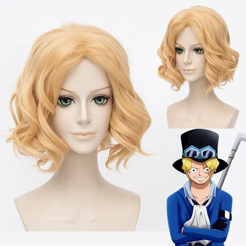 Парик для косплея сабо из аниме One Piece 30 см золотистые вьющиеся синтетические