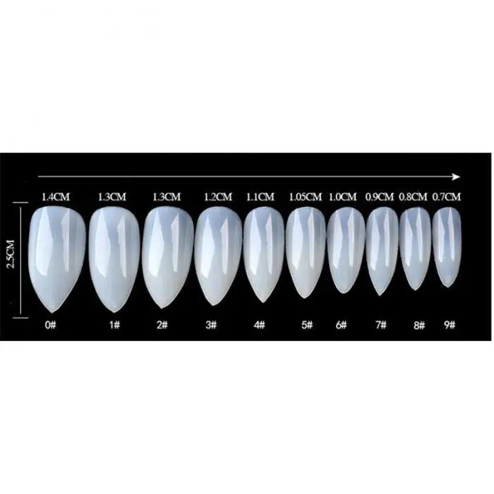600 Pcs Long Oval Sharp Shape False Finger Nail Tips Salon French Acrylic Fake Nails Design DIY Nail Art Tool OR88