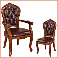 european solid wood leather dining chair hotel coffee chairs study armchairs classic desk chairs