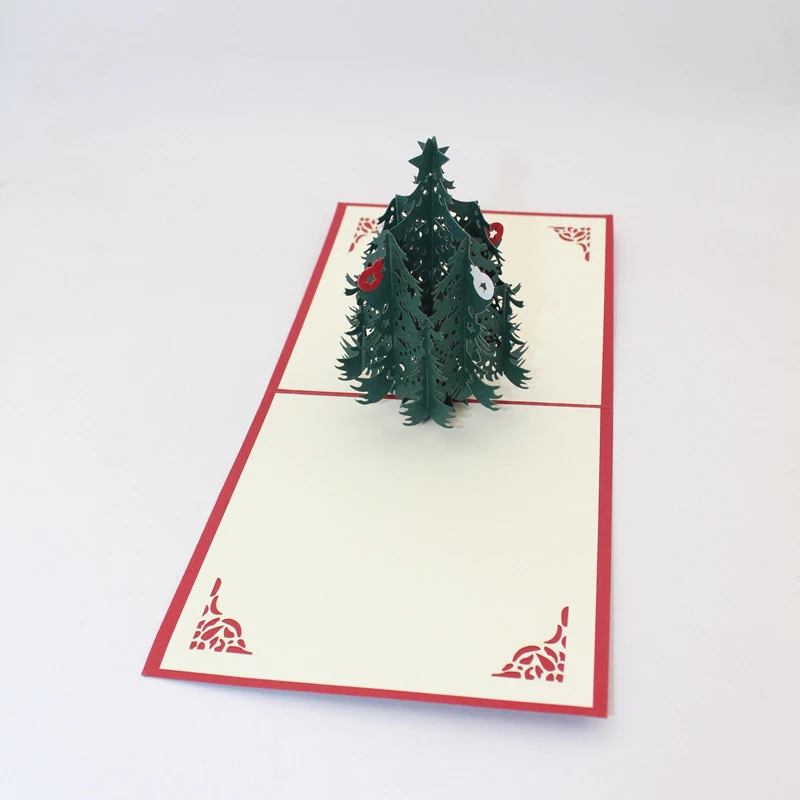 3D Ручная работа 2019 счастливая Рождественская елка из зеленой Кедровой бумаги