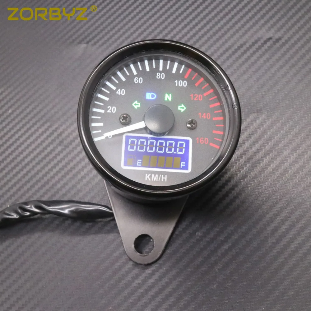 ZORBYZ мотоцикл черный цифровой светодиодный ЖК-дисплей км/ч измеритель скорости одометр датчик уровня топлива мотоцикл