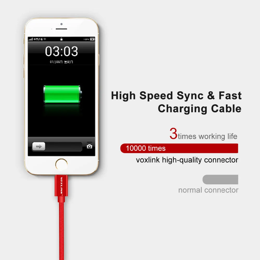 

VOXLINK USB Cable TypeC Nylon Braided Fast Charge Cable For SamsungS10 S9 S8 Galaxy For HTC10 Macbook Xiaomi Mi8 A1Charging Cord