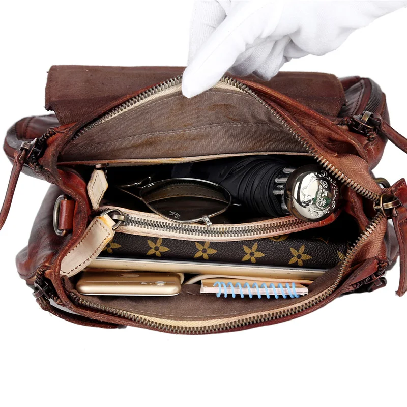 MANJH women genuine leather shoulder bag crossbody brown leather hand bag fashionable luxurious accessories